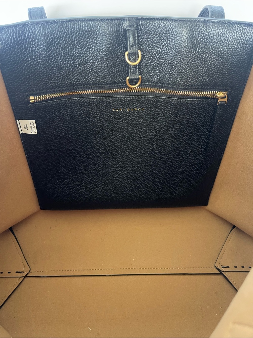 Tory Burch Black Pebbled Leather Tote - Picture 4 of 16